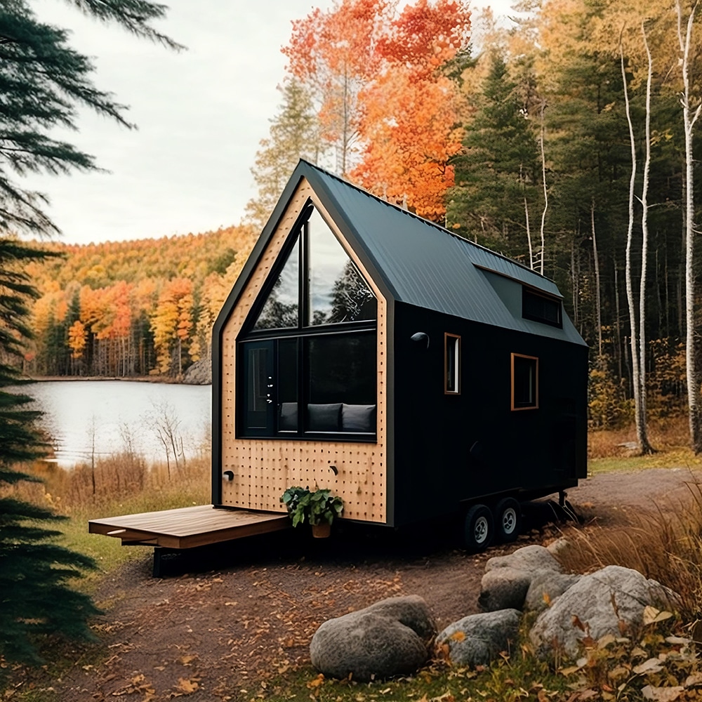 tiny house by a lake